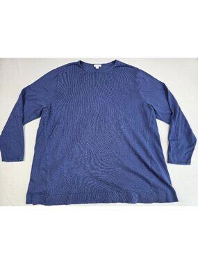 J Jill Womens Blue Long Sleeve Tunic Top 2X Cotton Blend